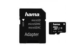 HAMA MICROSD KÁRTYA, 64GB, 80MB/S, CL10 (124140)